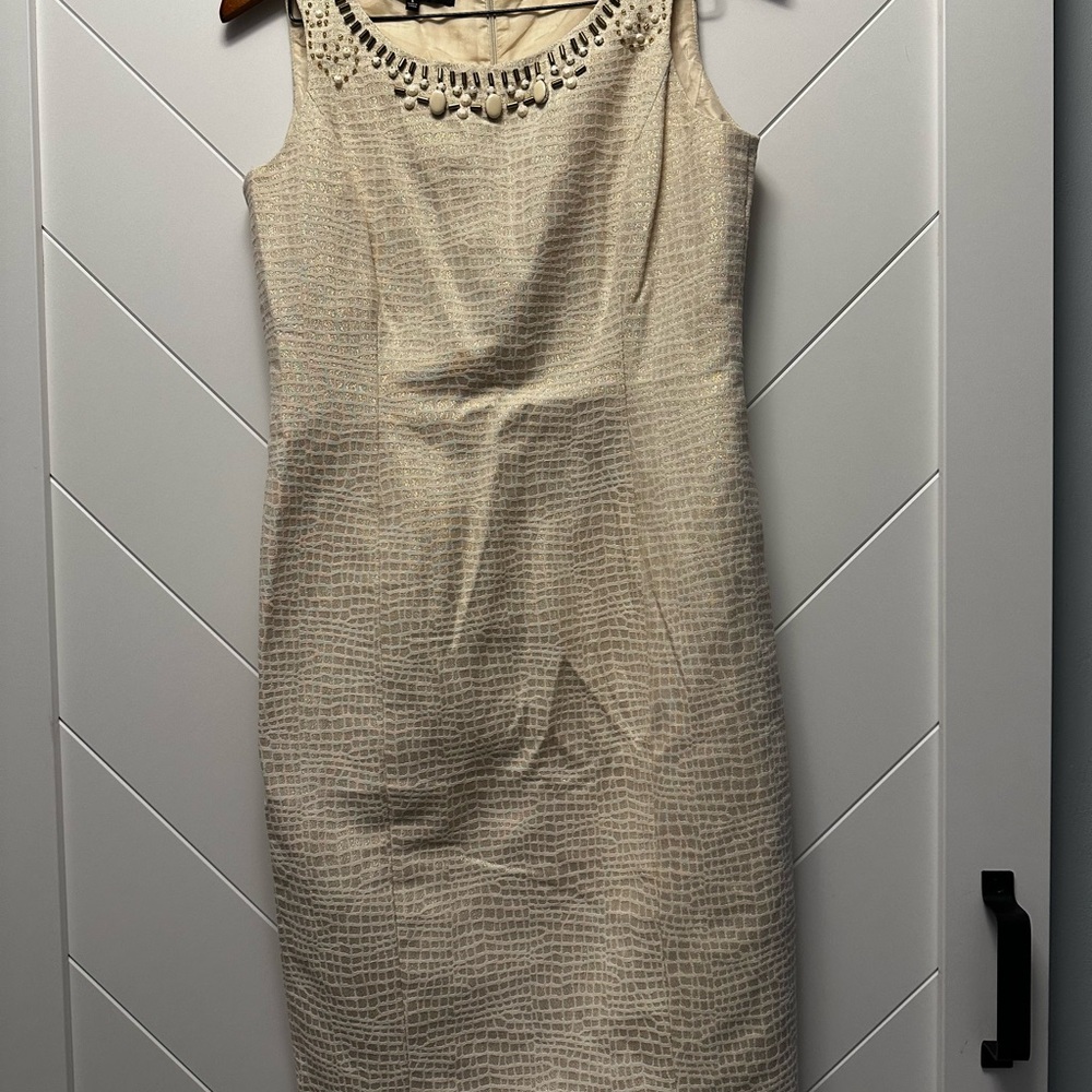 Jones New York Cream Textured Midi Dress